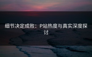 细节决定成败：P站热度与真实深度探讨