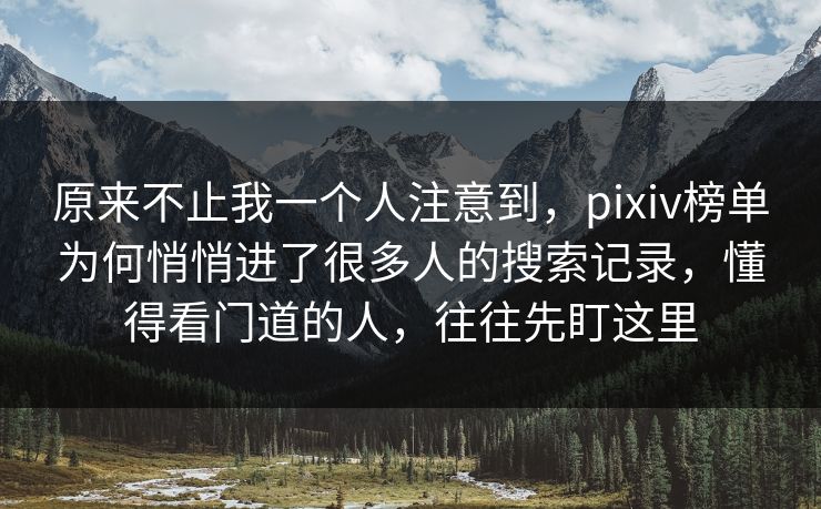 原来不止我一个人注意到，pixiv榜单为何悄悄进了很多人的搜索记录，懂得看门道的人，往往先盯这里