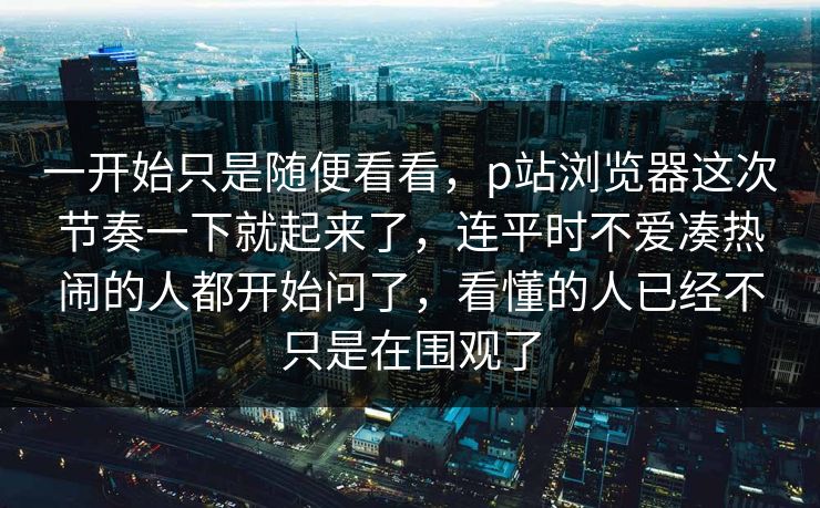 一开始只是随便看看，p站浏览器这次节奏一下就起来了，连平时不爱凑热闹的人都开始问了，看懂的人已经不只是在围观了